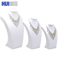 hot sale white pu leather jewelry display necklace bust pendants stand choker holder jewellery rack 3 options model jewelry tray