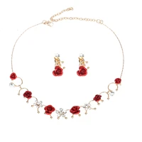 1 pair ear clip1 necklace women fashion ear clip neckless set elegant jewelry dress accessory