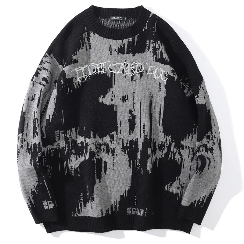 

Вязаная одежда Tie Dye, мужские свитера в стиле хип-хоп, трикотажный джемпер с вышивкой надписью, Повседневная Уличная одежда в стиле Харадзюку...