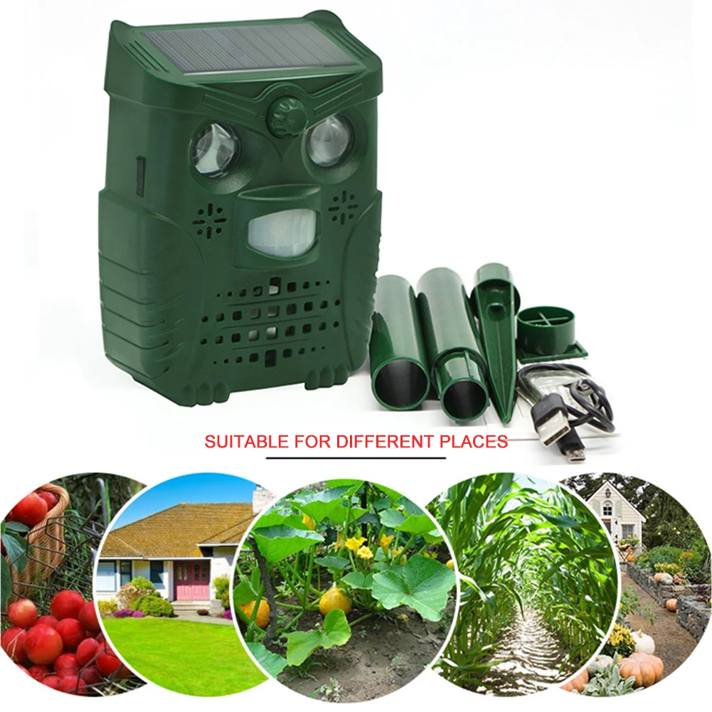 Solar Powered Animal Repeller Ultrasonic Cats Dog Repellent Motion Activated Garden Farm Raccoon Rabbit Dispeller | Дом и сад