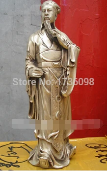 free shipping Chinese famous strategist sage wisdom &quotZhuGeLiang" Person Tibet Silver Statue | Statues & Sculptures