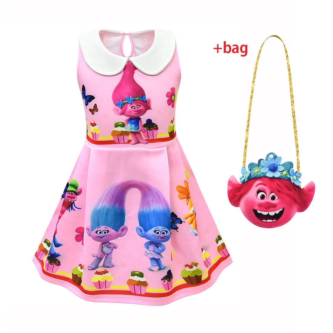 Платье-тролль детская одежда летние платья для девочек Детский костюм платье