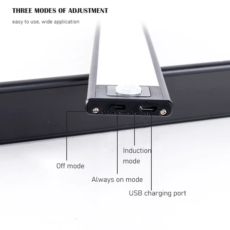 ultra thin 40cm usb led cabinet lighting 3 modes pir motion sensor rechargeable black aluminum kitchen cabinets lights lighting free global shipping