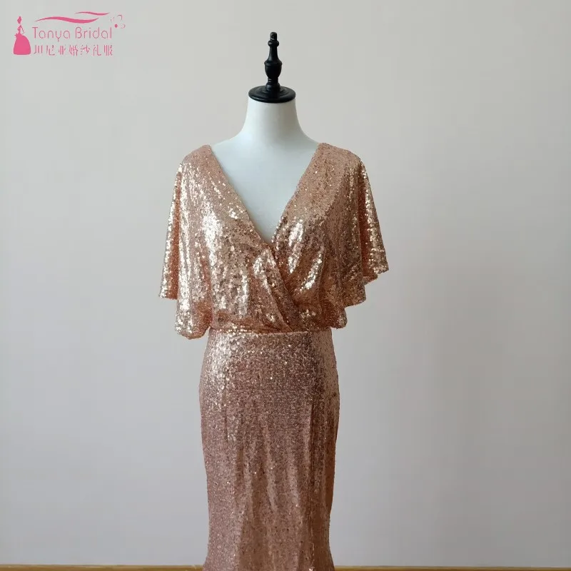 Женское платье Русалка с V образным вырезом и открытой спиной|sequin bridesmaid dresses|bridesmaid