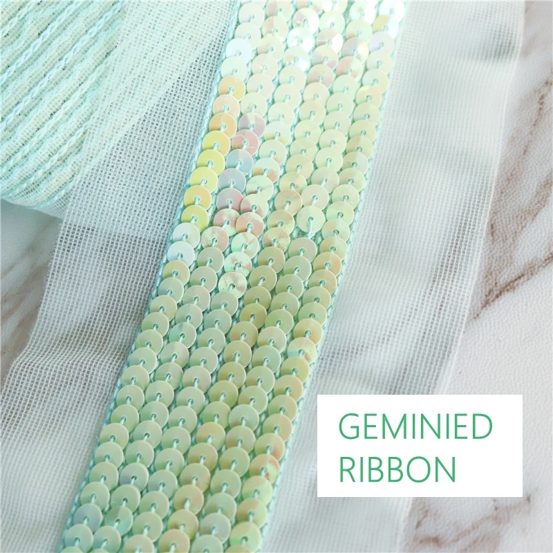 Тюлевая лента из органзы 10 ярдов с пайетками зеленого цвета для самостоятельного