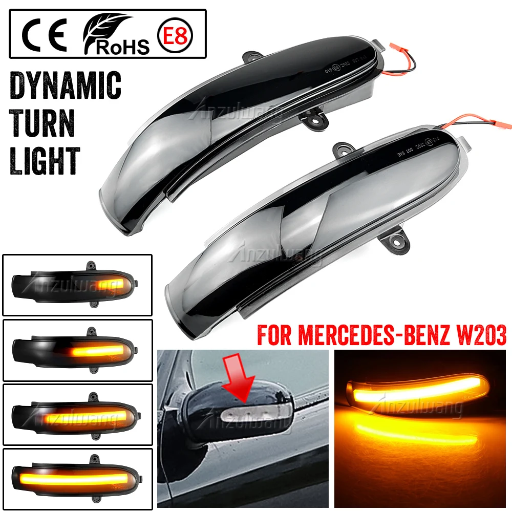 

Flashing Water Dynamic Indicator Blinker For Mercedes Benz C Class W203 S203 CL203 2001-2007 LED Turn Signal Side Mirror Light