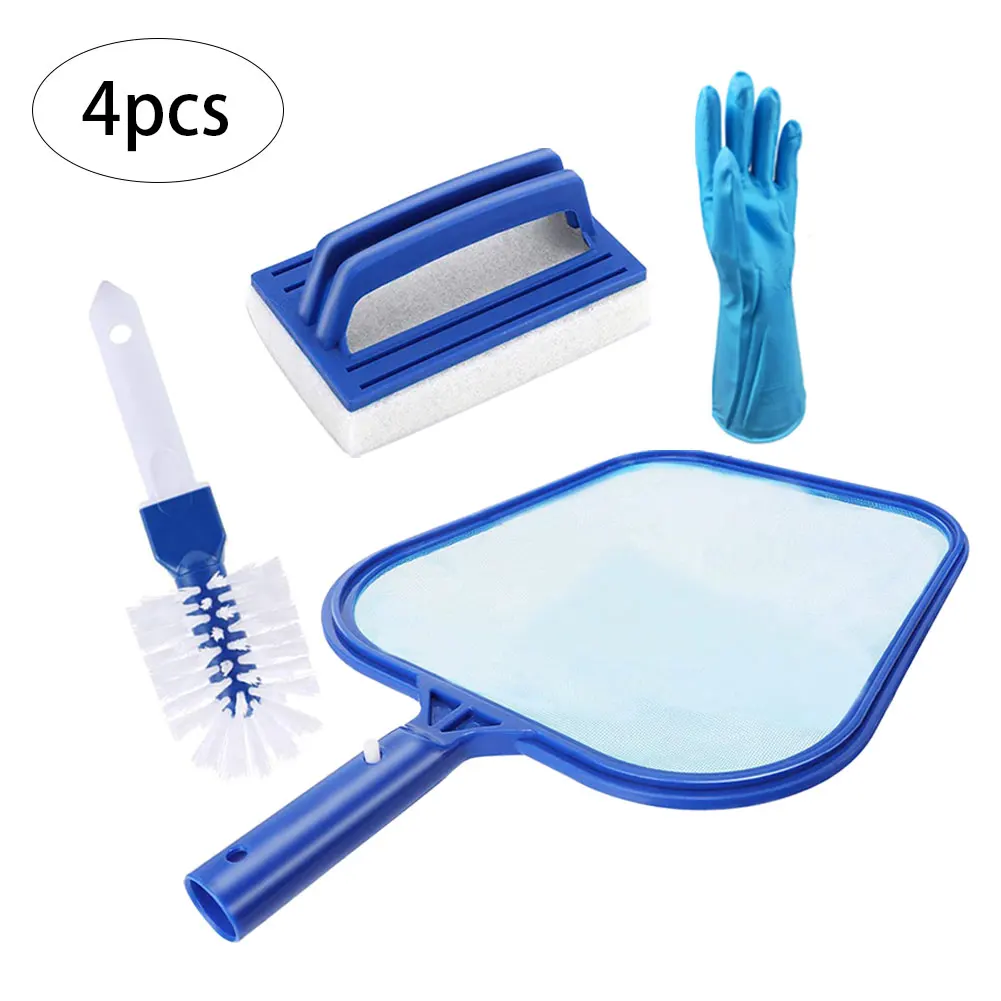 

4PCS Pool Skimmer Hand Brush Hot Tub Cleaning Kit Accessories Swimming Sauna Paddling Pool Cleaning Net Sponge Scrubber Gloves