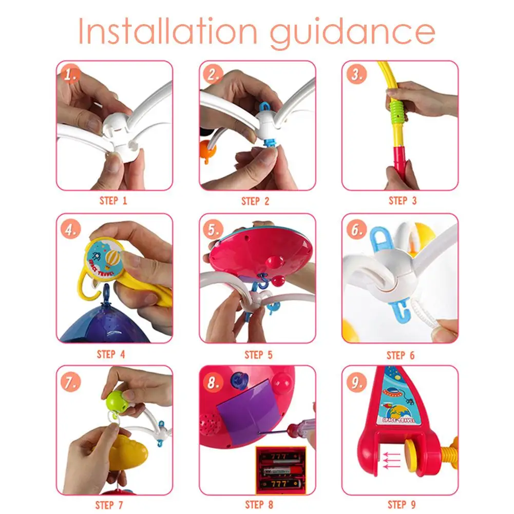 Детская кроватка музыкальная Мобильная игрушка с подсветкой Звезда проектор