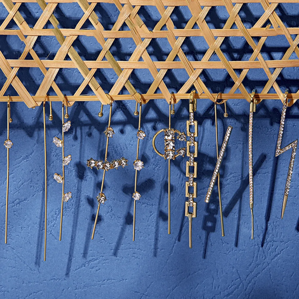 Серьги-гвоздики с иглами для пирсинга женские Длинные украшения гусеничным