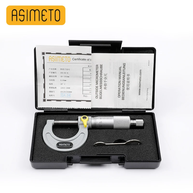 ASIMETO Выпускной 0 01 мм Диапазон измерения 25/50/75/100/125/150/175/200 снаружи