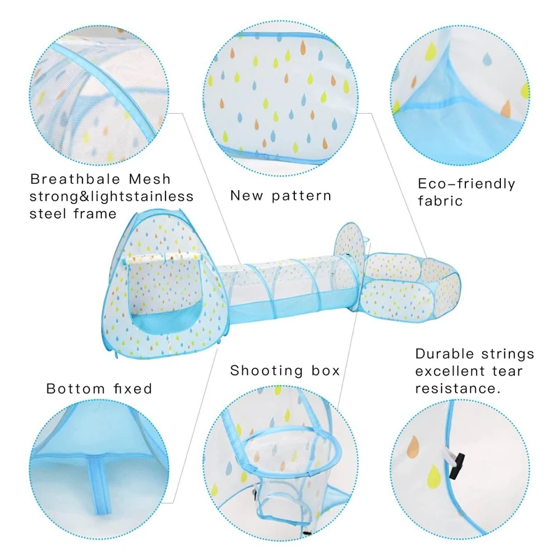 Детская игровая палатка туннель для ползания и яма мячей с Баскетбольным обручем