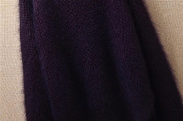 Плотный толстый женский модный плюшевый пуловер из Ангорского кроличьего меха с