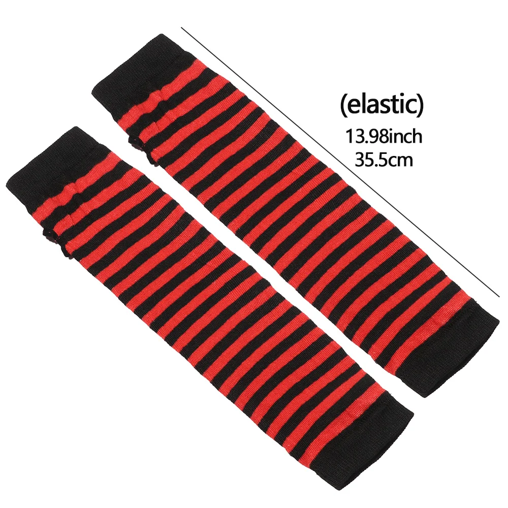 

Women Girls Cotton Classic Fingerless Long Gloves Wristband Arm Warmer Long Sleeve Striped Elbow Mitten Knitted Mittens