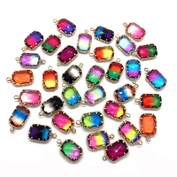 3pcsbag crystal glass pendant square multicolor base inlaid crystal pendant necklace bracelet earrings handicraft accessories