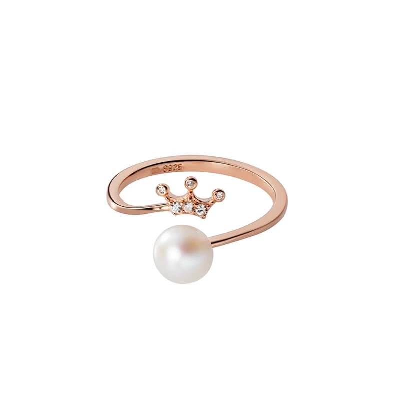 

TTs925 Silver Ring Fresh Pearl Diamond Crown Sweet Niche Hand Jewelry Wholesale