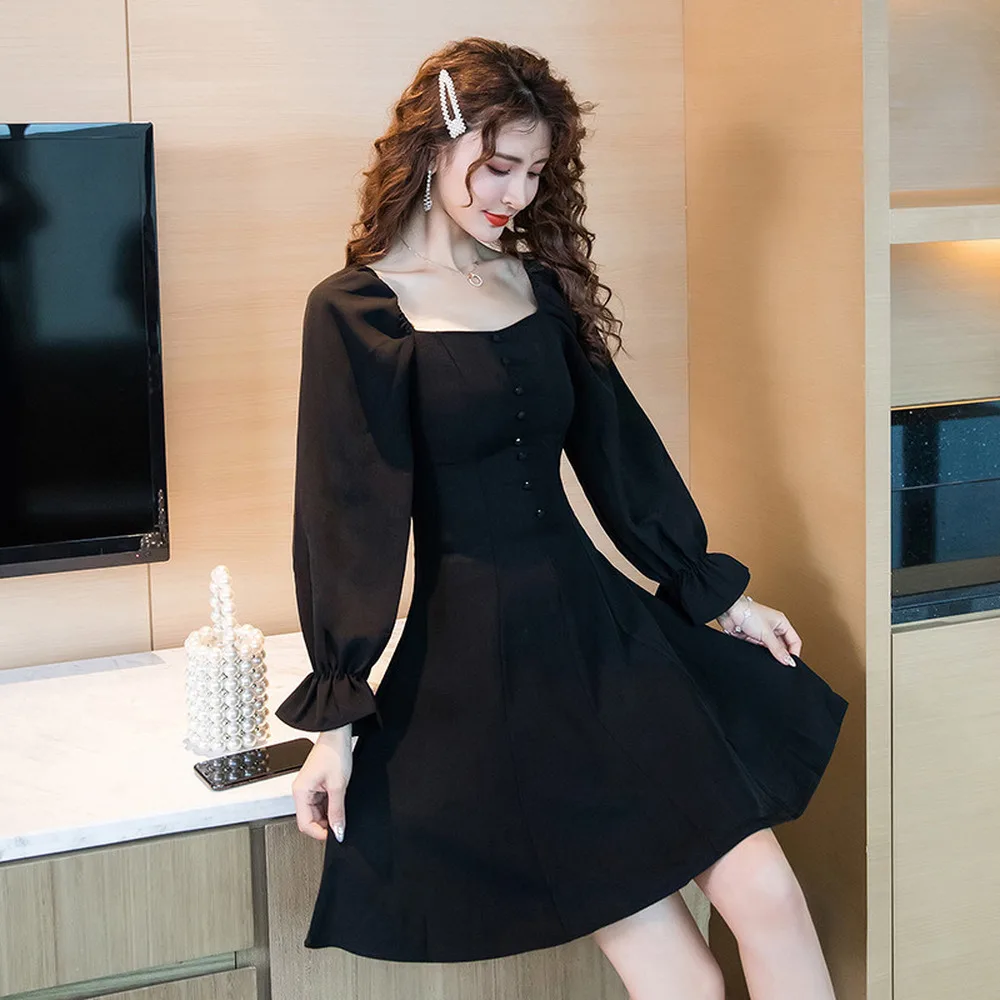 

Vintage Little Black Dress Female Autumn Winter 2020 Fashion New Retro Hepburn Style Temperament Is Thin And Small Short Dresses