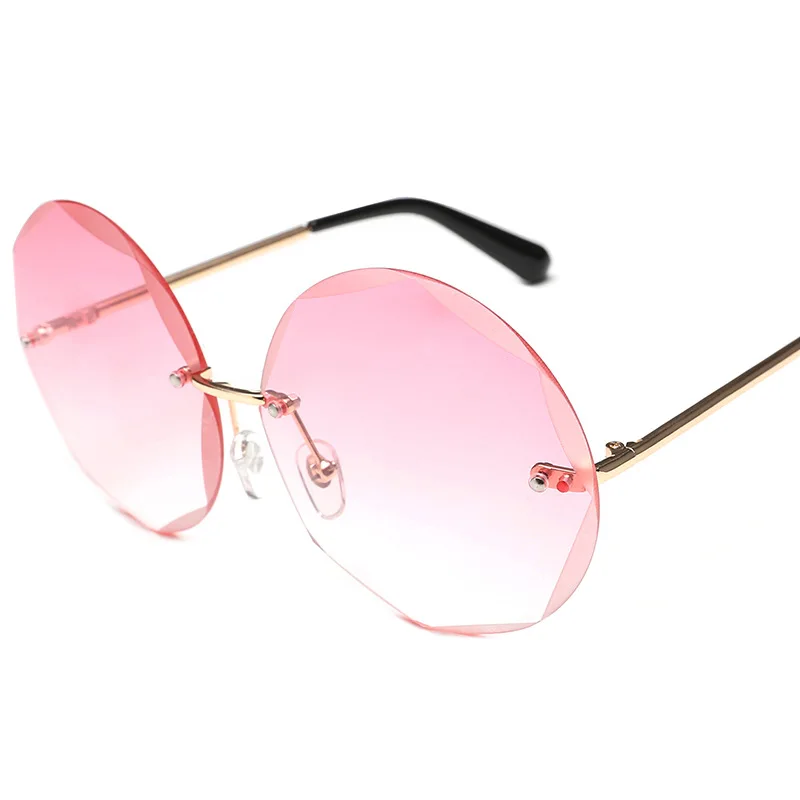 2-Gold-GradientPink MuseLife Круглые Солнцезащитные очки без оправы для женщин и мужчин винтажные модные градиентные солнцезащитные очки новые стильные женские мужские очки Gif - Цвет линз: 2-Gold-GradientPink