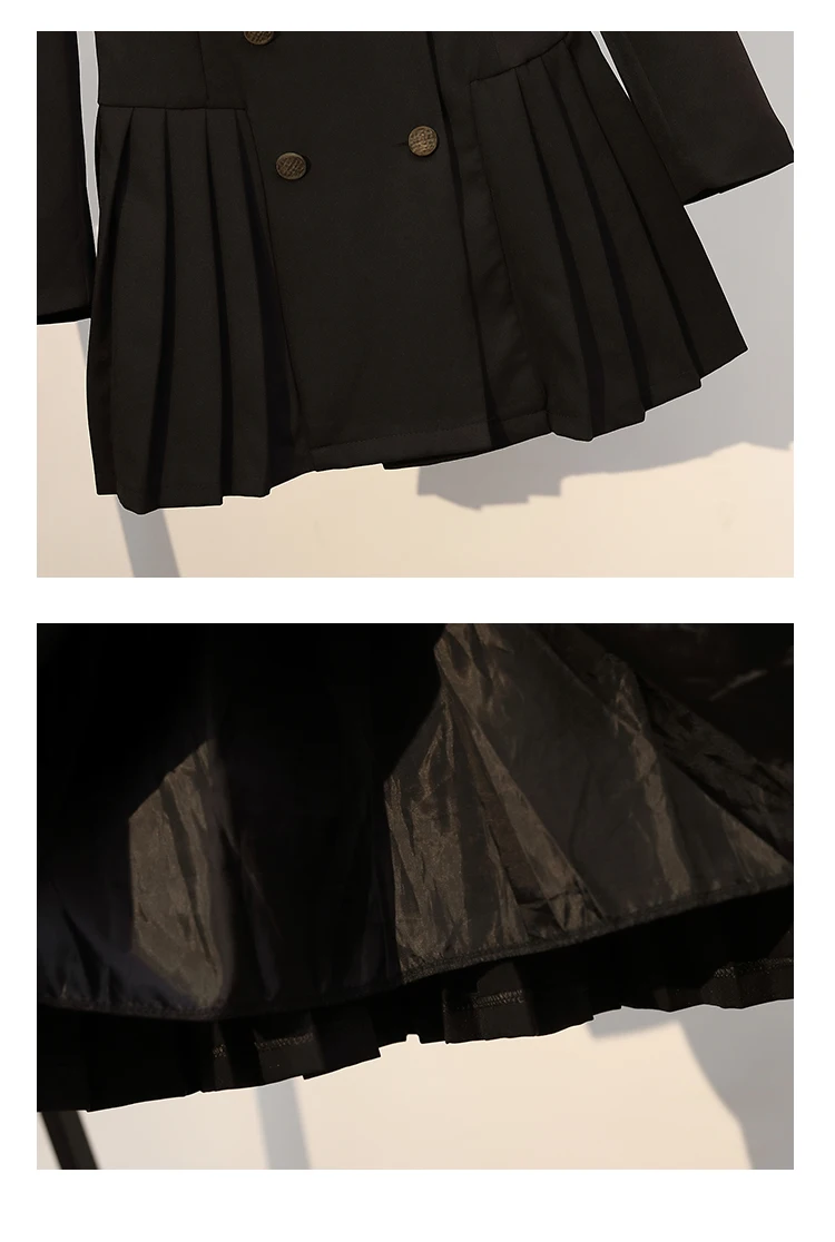 Женское двубортное плиссированное платье-пиджак черное/красное элегантное