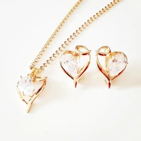 luxury trendy earring jewelry set fashion women heart shape design 585 rose gold color necklace jewelry sets