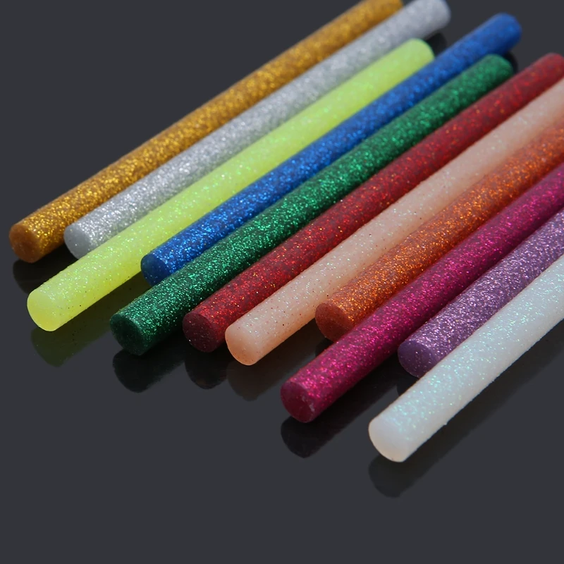 

11pcs 7x100mm Hot Melt Glue Stick Mix Color Glitter Viscosity DIY Craft Toy Repair Tools