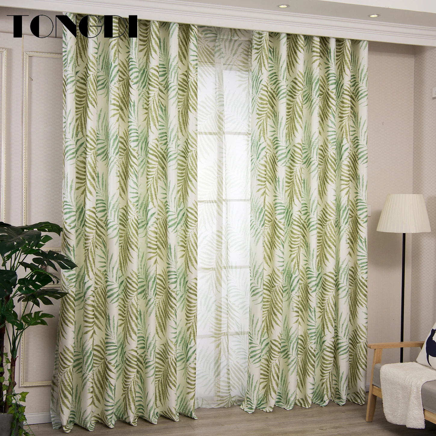 Светонепроницаемые шторы TONGDI с принтом тропических листьев высококачественное