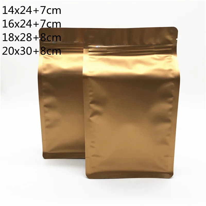 

50Pcs/Lot Reusable Gold Ziplock Bag Inside Aluminized Eight Sides Stand Up Bag Sugar Coffee Food Spice Tea Packaging Pouches