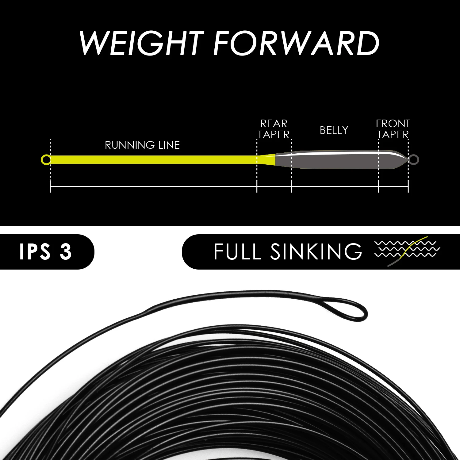 SF Full Sinking Fly Fishing Line Weight Forward Taper Fly Line WF 4 5 6 7 8 9 90FT IPS3/IPS5