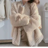 women winter fluffy faux milk fur jacket parkas