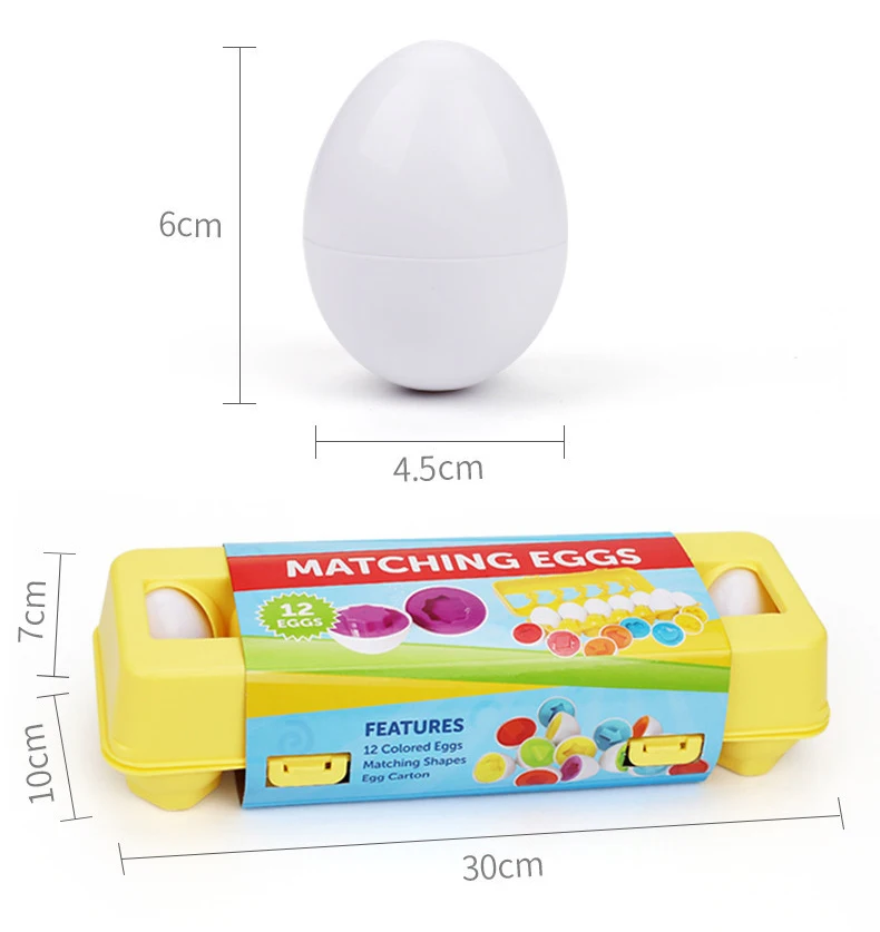 12 шт. Интеллектуальные яйца-головоломки Монтессори для обучения математике детей.