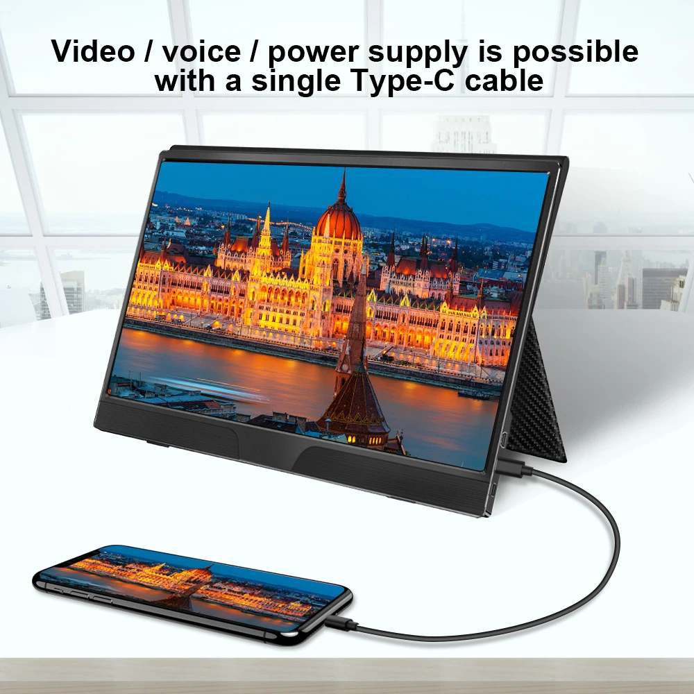 Тонкий портативный ЖК монитор UPERFECT FHD с IPS экраном 15 6 дюйма USB Type C HDMI для ноутбука