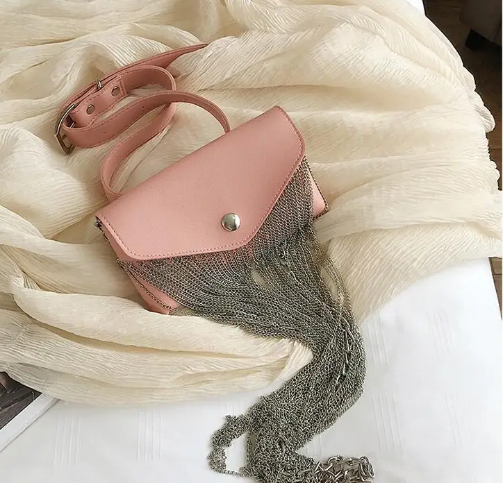 pink Mihaivin Женская поясная сумка с металлической кисточкой, поясная сумка, роскошная поясная сумка, дизайнерская брендовая поясная сумка в стиле хип-хоп, поясная сумка, сумка на плечо для телефона - Цвет: pink