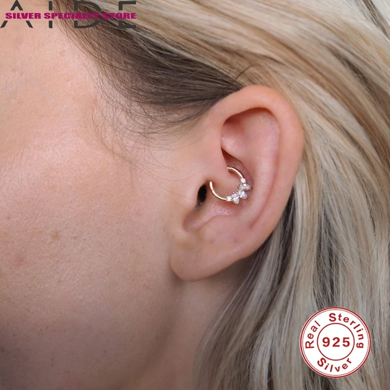 

2021 Trend Sterling Silver Mini Zircon Ear Bone Hoop Earring For Women Piercing Earring Fine Jewelry Pendientes Aretes luxury