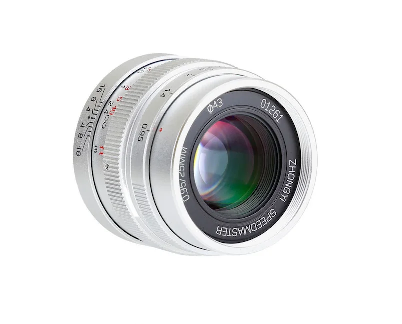 Mitakon Zhongyi Speedmaster 25 мм f/0 95 для Micro Four Thirds M43 MFT M4/3 Panasonic Olympus Camera GH4 OM D EM1 серебристая