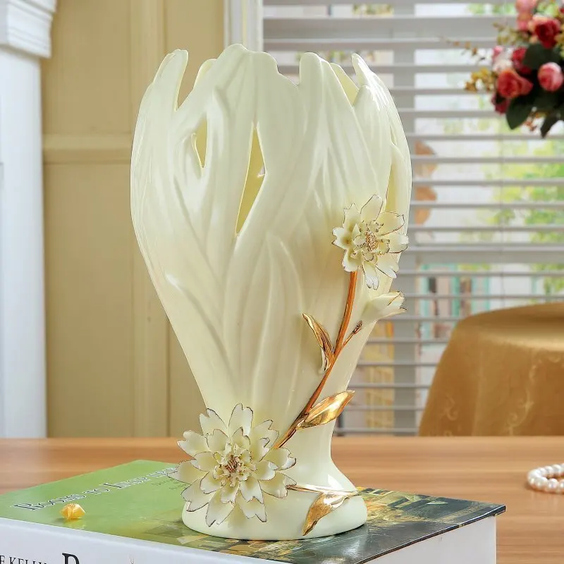 

GY European-Style Ceramic Vase Lucky Bamboo Lily Hydroponic Decoration Ceramic Countertop Vase Simple
