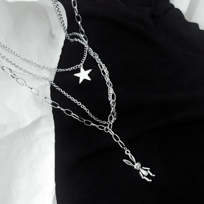 

INS Original Sky European and American retro titanium steel multi-layer necklace accessories street wild pendant men and women