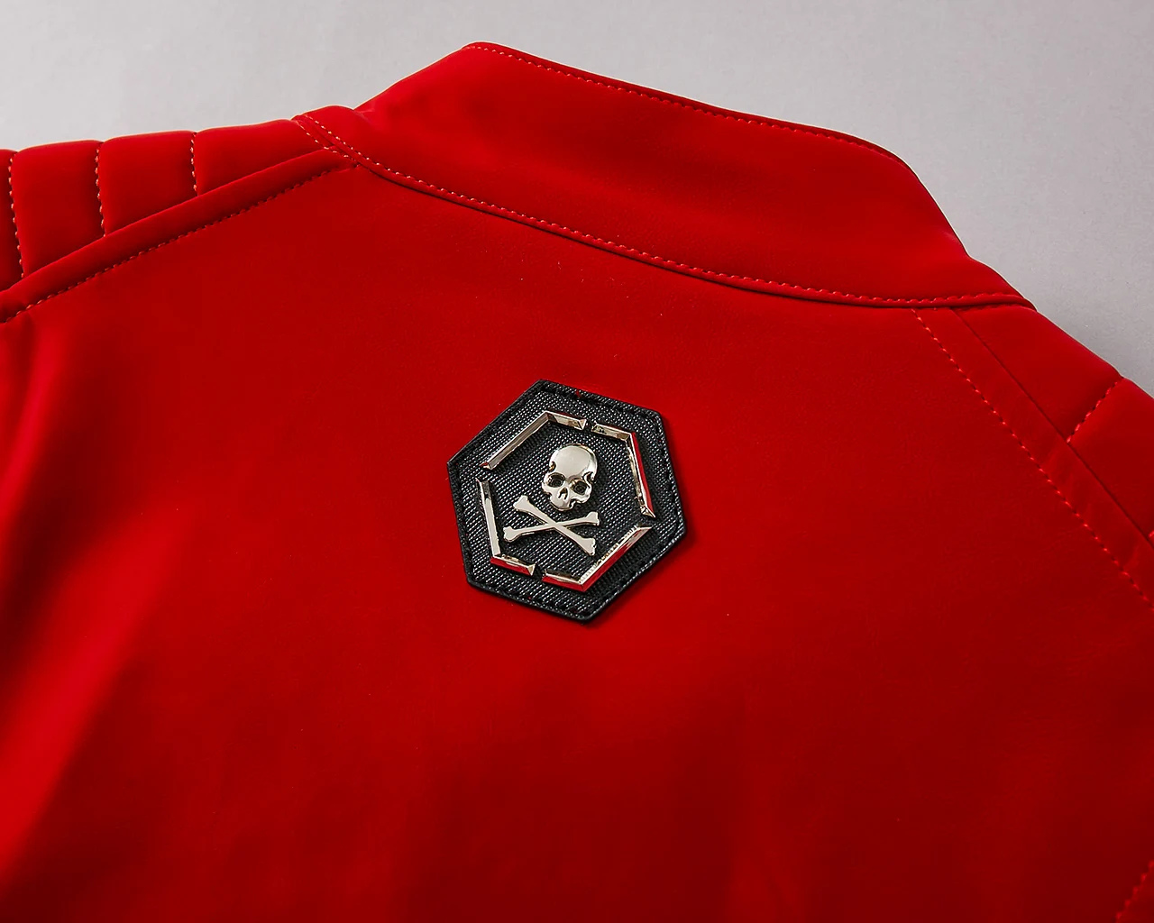

Leather Bonded 2021 Skull Red Jackets Men High Street Style Turn-down Neck Streetwear Mens Jackets and Coats Casacas Para Hombre