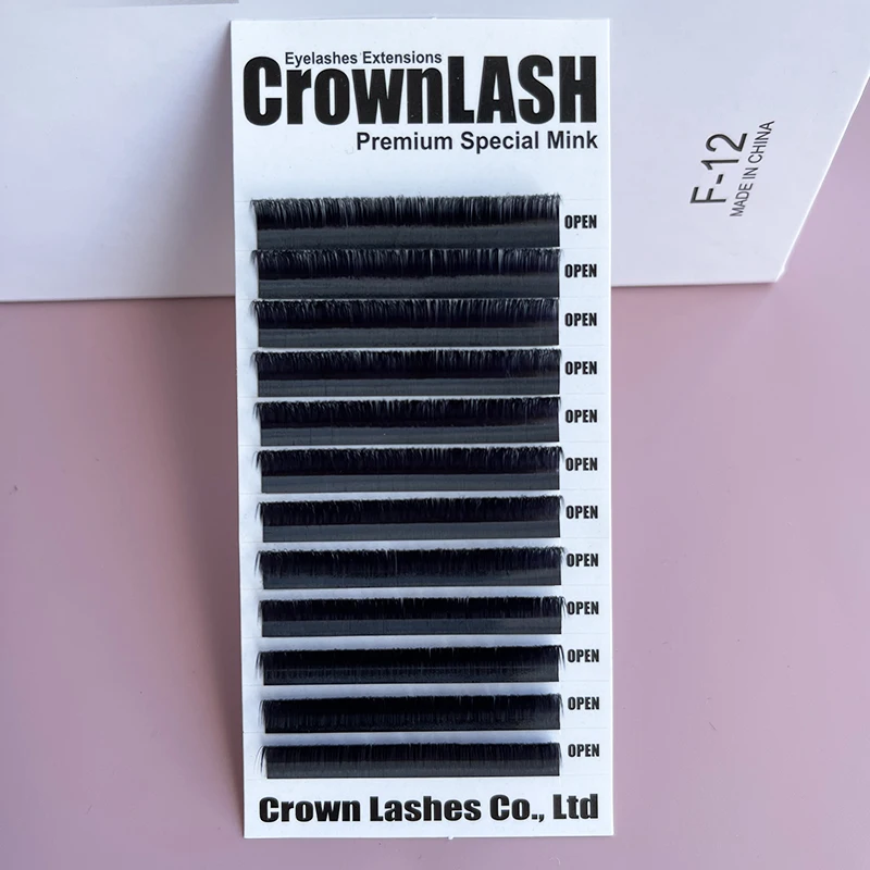 Crownlash Black 9D Volume Lash Extension C, D-0.05 7-15mm Single Size Tray Extreme Thin Soft Blooming Eyelashes