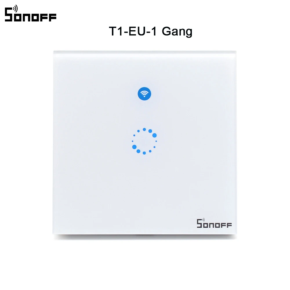 EU 1 Gang T1 Sonoff T2 Wifi светильник Переключатель ЕС/Великобритания панель 1 2 3 банда 433 МГц RF сенсорный пульт дистанционного управления Умный дом контроллер работа с Google Home - Цвет: EU 1 Gang T1
