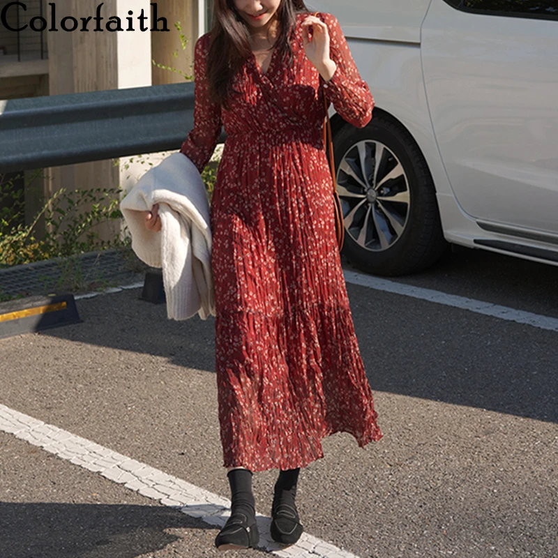 Женское шифоновое платье с высокой талией и V образным вырезом|Женские платья| |