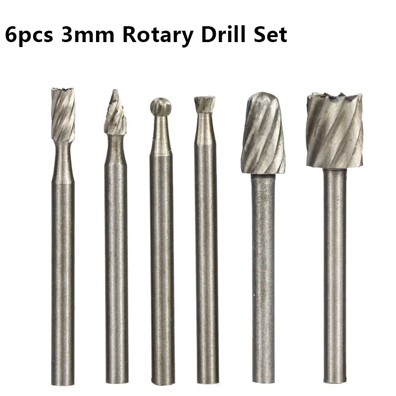 XCAN HSS Routing Milling Bit 6pcs 3mm Shank Rotary Cutter for Dremel Tools Mini Drill Burrs | Инструменты
