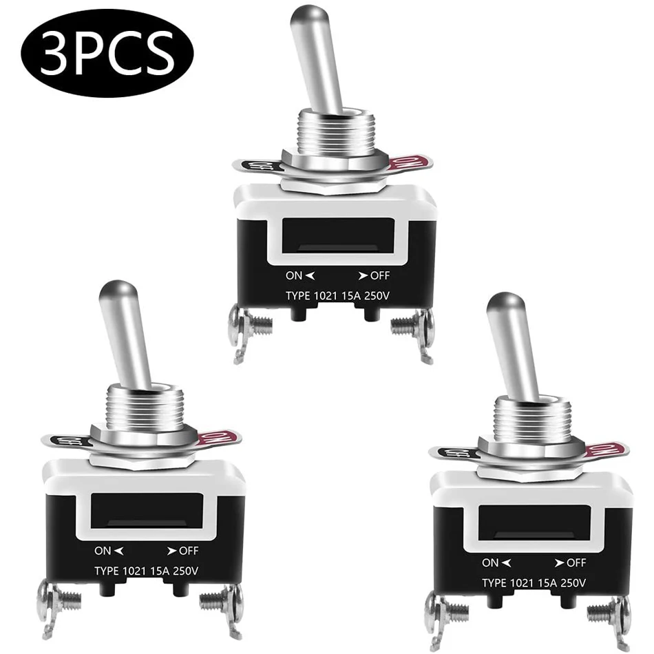 3 шт., переключатель для тяжелых условий эксплуатации, 15 А, 250 В, 20 А, 125 В, SPST 2-контактный переключатель включения/выключения 3 шт., переключатель для тяжелых условий эксплуатации, 15 А, 250 В, 20 А, 125 В, SPST 2-контактный переключатель включения/выключения