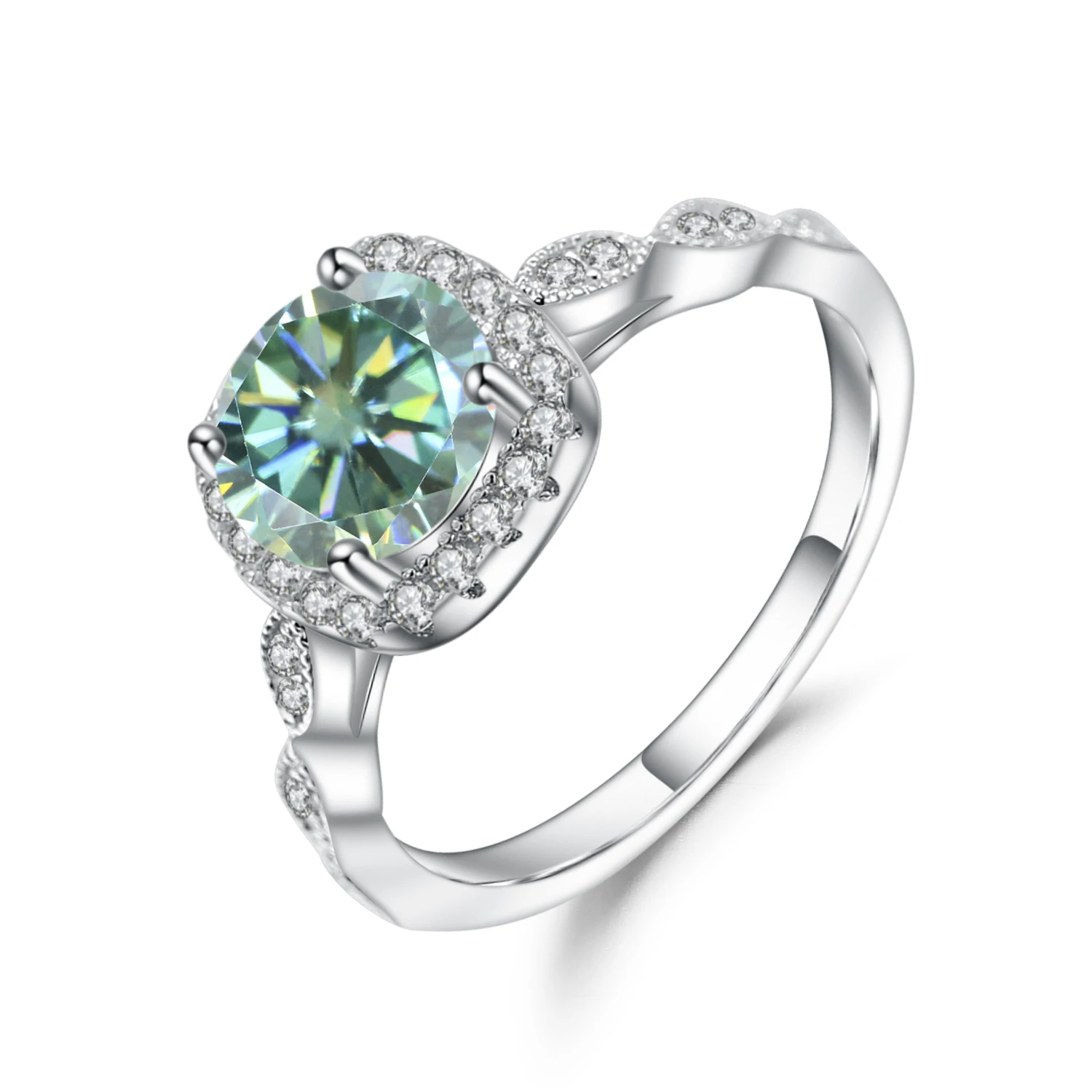 

GEM'S BALLET 100% 925 Sterling Silver Wedding Rings For Women 1CT Green Moissanite Gemstone Diamonds Engagement Fine Jewelry