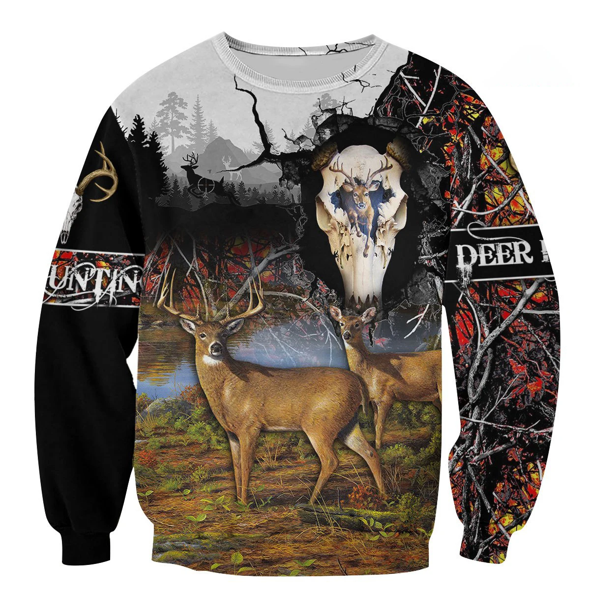 Мужские повседневные толстовки с капюшоном 3D принтом оленя охотника Харадзюку