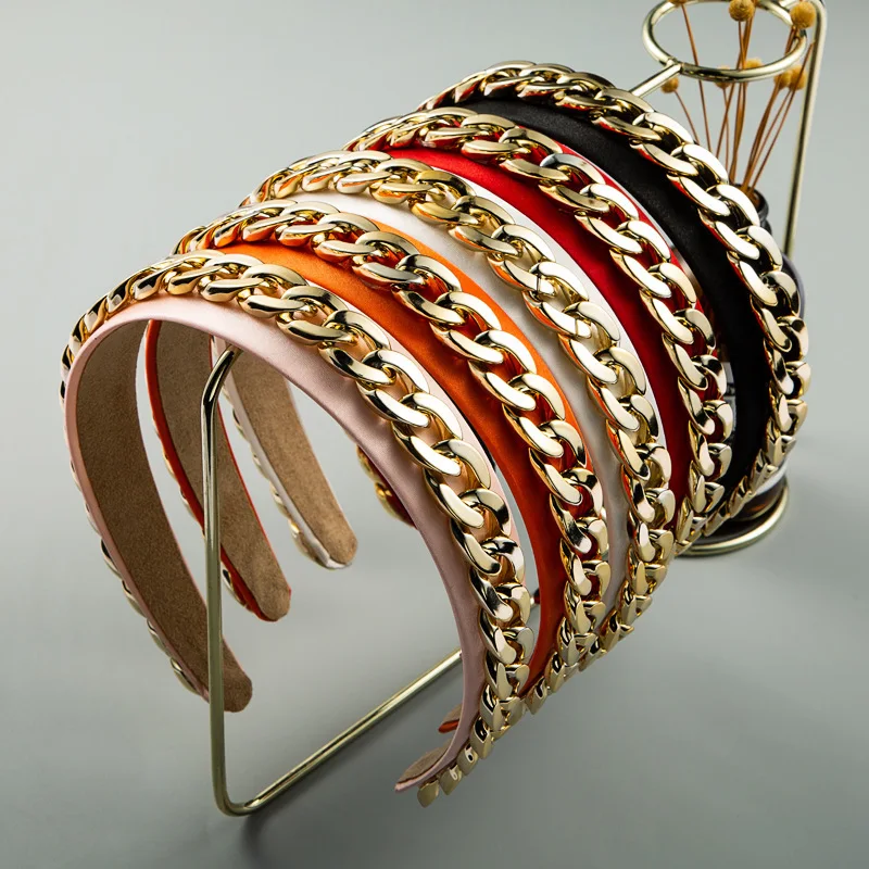 

style hair hoop chain cloth art adornment wide-brimmed han edition contracted fashion ins head band network red button