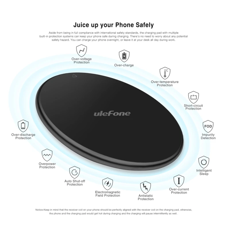 Оригинальное Ulefone UF002 Беспроводное зарядное устройство 10 Вт 5 В/9 в 2A выход для Ulefone и других моделей телефонов быстрое зарядное устройство Qi Беспроводное зарядное устройство