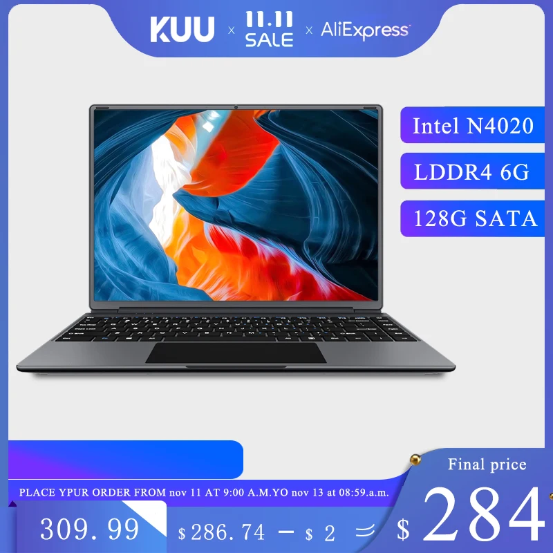 

KUU YoBook M Laptop 13.5 inch 3K IPS Intel Celeron N4120 6G DDR4 RAM 128G SSD Win10 WiFi Type-C Notebook