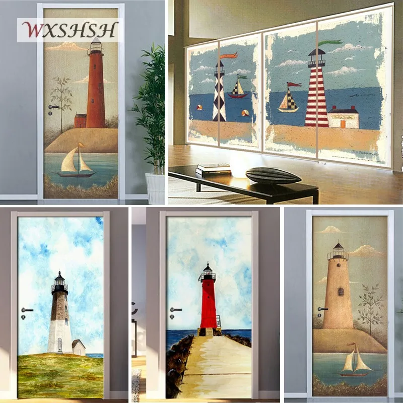 

Custom Size Static Cling Window Film Lighthouse Pattern Private Removable Sun-Blocking Decorative Frosted Tint-Film 40cmx100cm