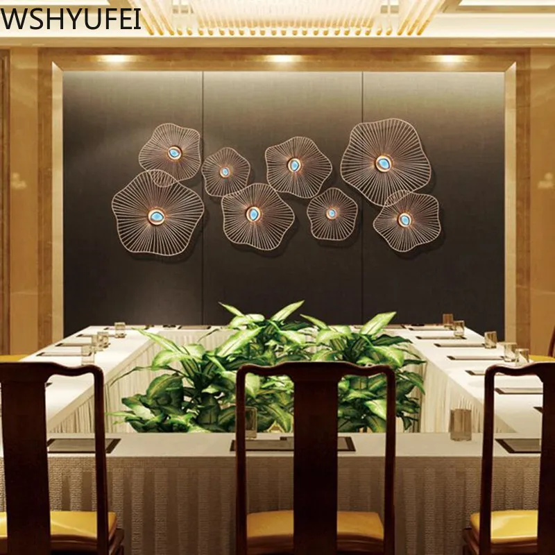 Современная Настенная роспись из кованого железа с листьями лотоса украшения