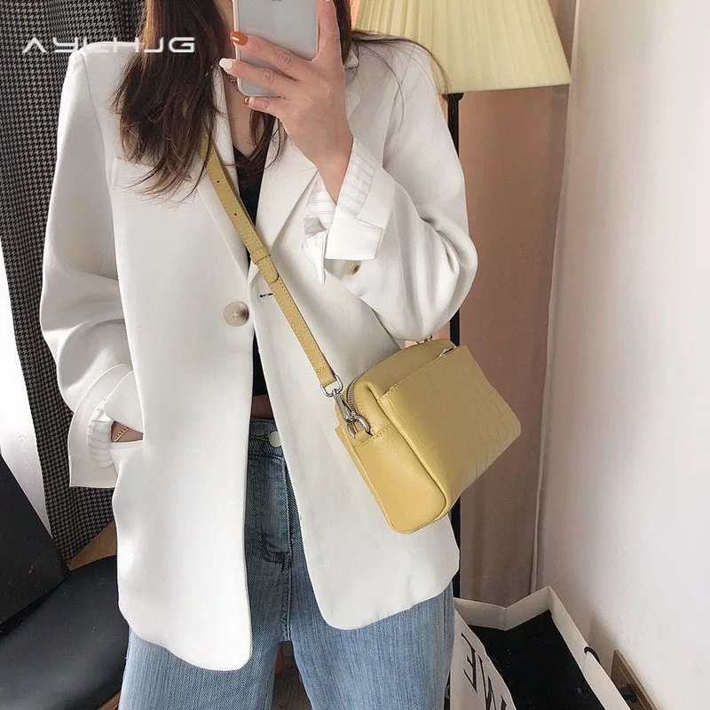 

AYLHJG 2021 New fashion small square bag women's head Leather Messenger Bag armpit shoulder bag leather women's bag
