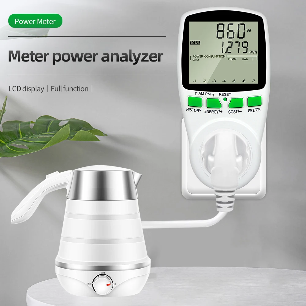 Digital medidor de energía Kwh de alimentación de CA medidor vatímetro potencia la electricidad de la UE francés nos Reino Unido es la medición de potencia de salida analizador
